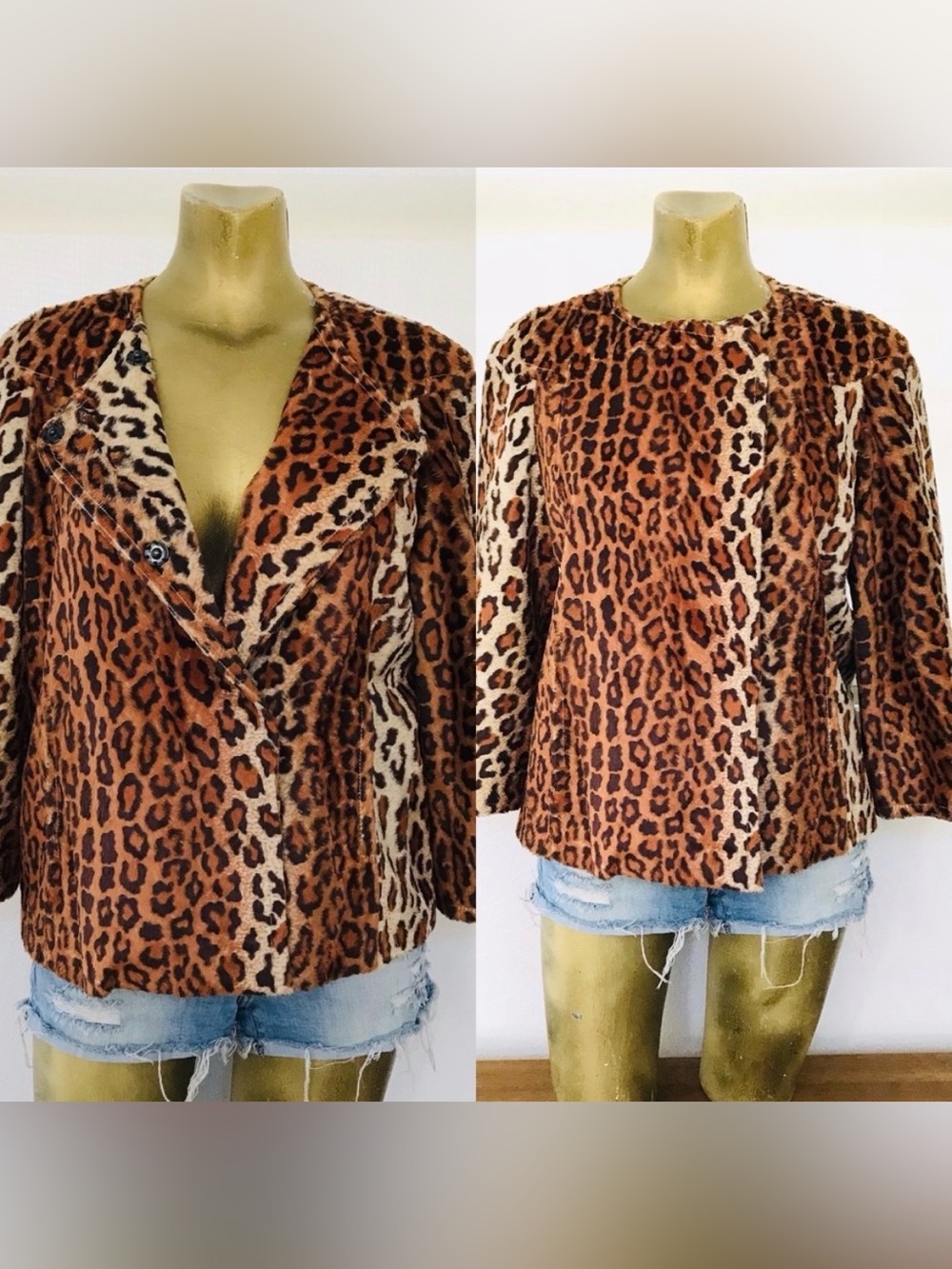 Philippe ADEC PARIS Rouge Ligne $545 LEOPARD Print Faux Fur SWING JACKET Size 8